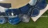 Blue Agate Wall Mirror | Bathroom Mirror | Washbasin Wall Mirror | Blue Wall Mirror | Luxury Mirror Unique Handicrafts IND